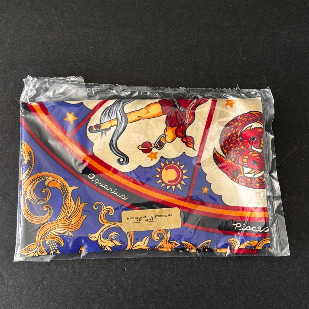 Vintage Avon Sign of the Stars Scarf Zodiac Astrology New Original Packaging